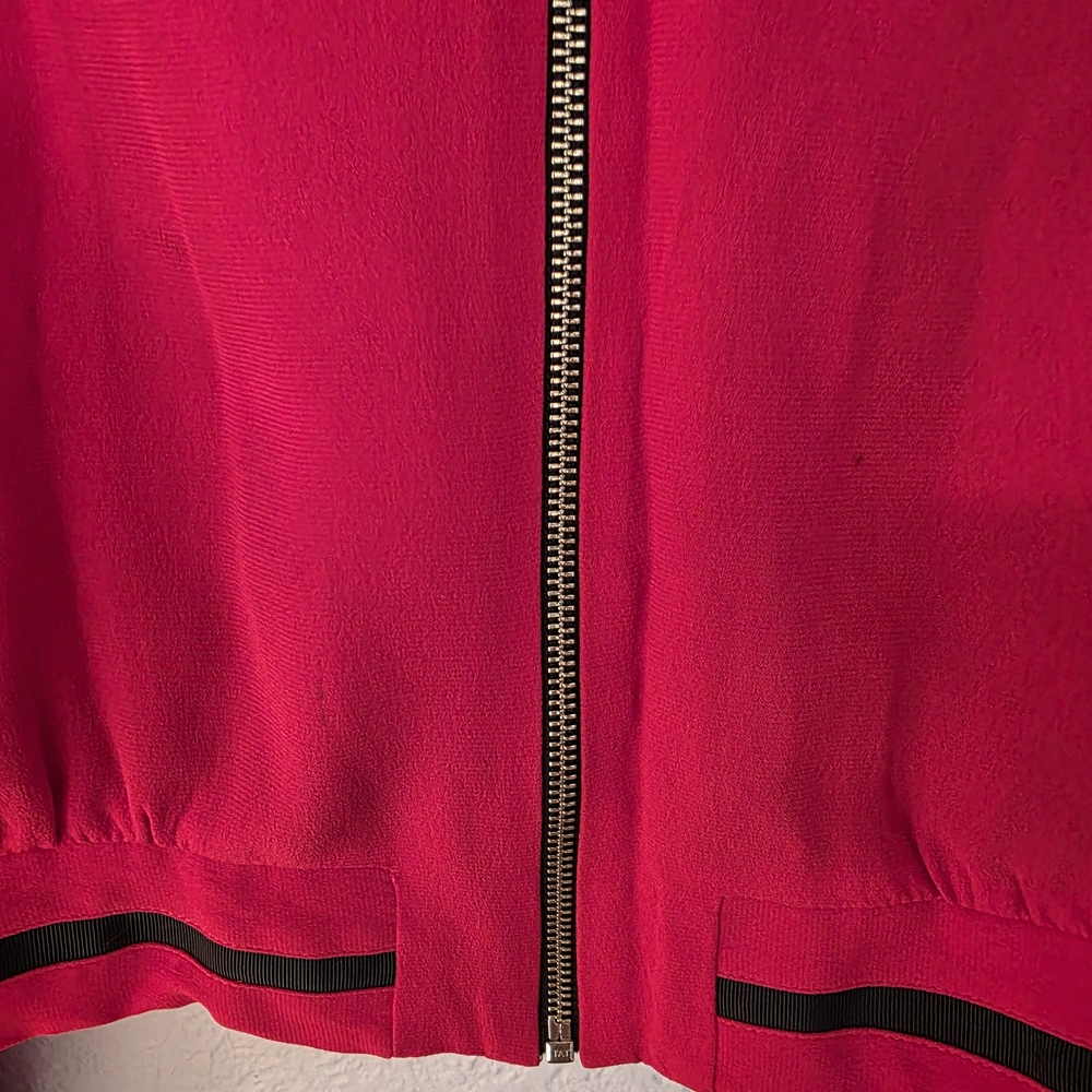 Alexis “Bentley” Red Bomber Jacket – Designer Zip-Up Varsity Style - Picture 7 of 9